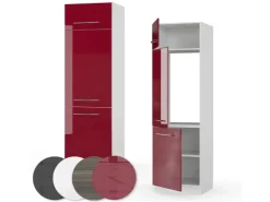 Sale Vicco Kühlumbauschrank Fame-Line Hochschrank für die Küche Bordeaux Hochglanz/Weiß 60 cm Bordeaux-Glanz
