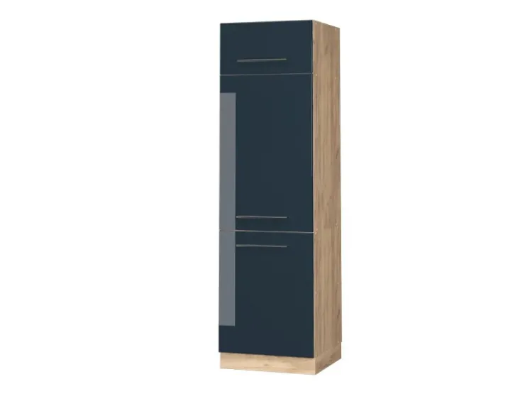 Best Vicco Kühlumbauschrank Fame-Line Hochglanz/Goldkraft Eiche 60 cm Dunkelblau