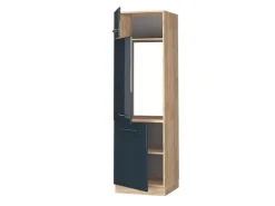 Best Vicco Kühlumbauschrank Fame-Line Hochglanz/Goldkraft Eiche 60 cm Dunkelblau