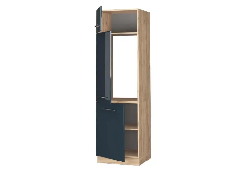 Best Vicco Kühlumbauschrank Fame-Line Hochglanz/Goldkraft Eiche 60 cm Dunkelblau