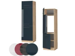 Best Vicco Kühlumbauschrank Fame-Line Hochglanz/Goldkraft Eiche 60 cm Dunkelblau