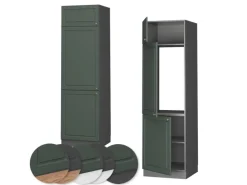 Vicco Kühlumbauschrank Fame-Line Hochschrank für die Küche Grün-Gold Landhaus/Anthrazit 60 cm Dunkelgrün