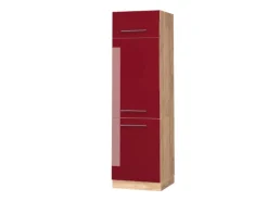 Kühlschränke<Vicco Kühlumbauschrank Fame-Line Bordeaux Hochglanz/Goldkraft Eiche 60 cm Bordeaux-Glanz