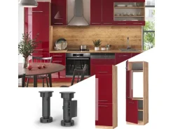 Kühlschränke<Vicco Kühlumbauschrank Fame-Line Bordeaux Hochglanz/Goldkraft Eiche 60 cm Bordeaux-Glanz