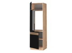 Best Vicco Kühlumbauschrank Fame-Line Schwarz-Eiche Hochglanz/Goldkraft Eiche 60 cm Eiche Dunkel