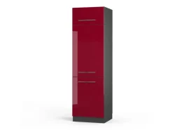 Outlet Vicco Kühlumbauschrank Fame-Line Hochschrank für die Küche Bordeaux Hochglanz/Anthrazit 60 cm Bordeaux-Glanz