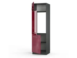 Outlet Vicco Kühlumbauschrank Fame-Line Hochschrank für die Küche Bordeaux Hochglanz/Anthrazit 60 cm Bordeaux-Glanz