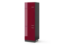 Hot Vicco Kühlumbauschrank R-Line Hochschrank für die Küche Bordeaux Hochglanz/Anthrazit 60 cm Bordeaux-Glanz