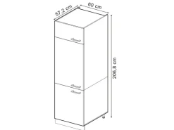 Hot Vicco Kühlumbauschrank R-Line Hochschrank für die Küche Bordeaux Hochglanz/Anthrazit 60 cm Bordeaux-Glanz