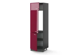 Hot Vicco Kühlumbauschrank R-Line Hochschrank für die Küche Bordeaux Hochglanz/Anthrazit 60 cm Bordeaux-Glanz