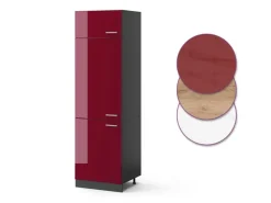 Hot Vicco Kühlumbauschrank R-Line Hochschrank für die Küche Bordeaux Hochglanz/Anthrazit 60 cm Bordeaux-Glanz