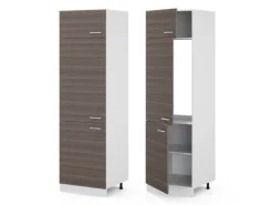 New Vicco Kühlumbauschrank R-Line Hochschrank für die Küche Grau/Weiß 60 cm Edelgrau