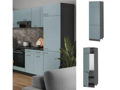 Online Vicco Kühlumbauschrank R-Line Hochschrank für die Küche Blau-Grau/Anthrazit 60 cm Kühlschränke|Küchenschränke