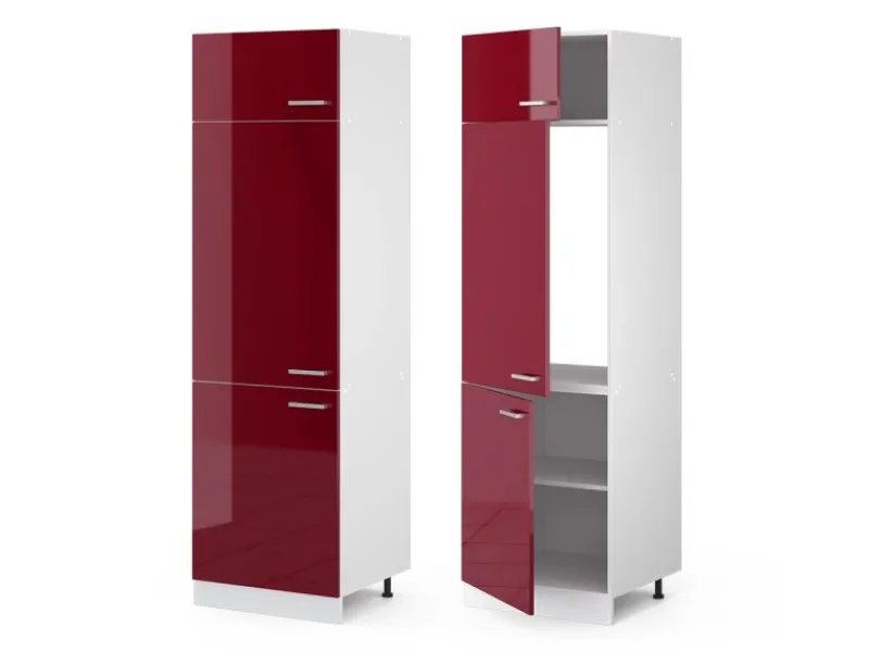 Vicco Kühlumbauschrank R-Line Hochschrank für die Küche Bordeaux Hochglanz/Weiß 60 cm Kühlschränke