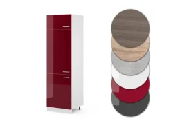 Vicco Kühlumbauschrank R-Line Hochschrank für die Küche Bordeaux Hochglanz/Weiß 60 cm Kühlschränke
