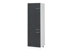 Vicco Kühlumbauschrank R-Line Hochschrank für die Küche Schwarz Beton/Weiß 60 cm Küchenschränke