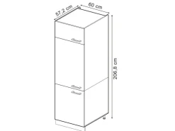 Küchenschränke<Vicco Kühlumbauschrank R-Line Hochschrank für die Küche Blau-Grau/Weiß 60 cm Blaugrau