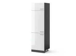 Outlet Vicco Kühlumbauschrank R-Line Hochschrank für die Küche Hochglanz/Anthrazit 60 cm Weiß