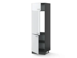 Outlet Vicco Kühlumbauschrank R-Line Hochschrank für die Küche Hochglanz/Anthrazit 60 cm Weiß