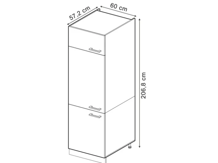 Discount Vicco Kühlumbauschrank R-Line Hochschrank für die Küche Blau-Grau/Goldkraft Eiche 60 cm Blaugrau