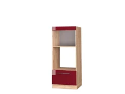 Vicco Mikrowellenschrank Fame-Line Bordeaux Hochglanz/Goldkraft Eiche 60 cm Offen Gefrierschränke|Kühlschränke