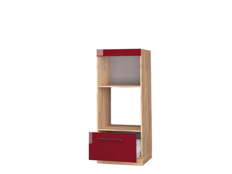 Vicco Mikrowellenschrank Fame-Line Bordeaux Hochglanz/Goldkraft Eiche 60 cm Offen Gefrierschränke|Kühlschränke