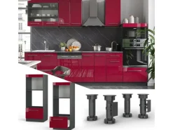 Clearance Vicco Mikrowellenschrank Fame-Line Bordeaux Hochglanz/Anthrazit 60 cm Offen Küchenregale