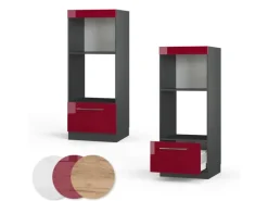Clearance Vicco Mikrowellenschrank Fame-Line Bordeaux Hochglanz/Anthrazit 60 cm Offen Küchenregale