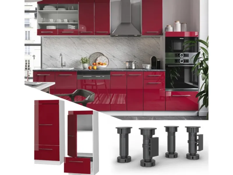 Sale Vicco Mikrowellenschrank Fame-Line Küchenregal für die Mikrowelle Bordeaux Hochglanz/Weiß 60 cm Küchenregale