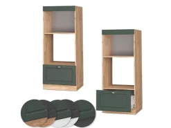 Outlet Vicco Mikrowellenschrank Fame-Line Grün-Gold Landhaus/Goldkraft Eiche 60 cm Offen Dunkelgrün
