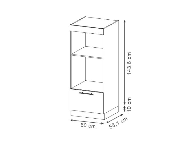 Best Vicco Mikrowellenschrank Fame-Line Hochglanz/Goldkraft Eiche 60 cm Offen Pantryküchen|Küchenregale