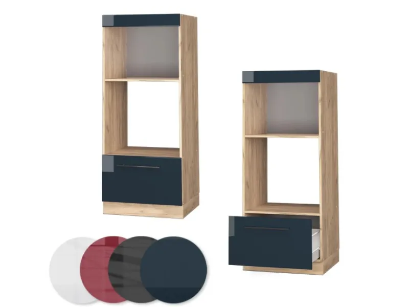 Best Vicco Mikrowellenschrank Fame-Line Hochglanz/Goldkraft Eiche 60 cm Offen Pantryküchen|Küchenregale