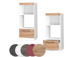 Pantryküchen<Vicco Mikrowellenschrank Fame-Line Küchenregal für die Mikrowelle Goldkraft /Weiß 60 cm Offen Eiche