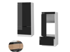Küchenschränke<Vicco Mikrowellenschrank Fame-Line Schwarz Eiche Hochglanz 60 cm Eiche Dunkel