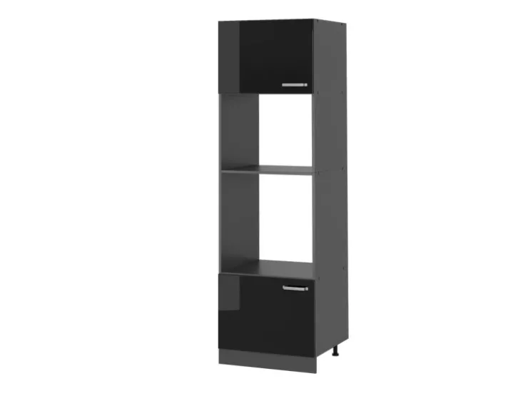 Sale Vicco Mikrowellenschrank R-Line Küchenregal für die Mikrowelle Schwarz Hochglanz/Anthrazit 60 cm Schwarz Glänzend