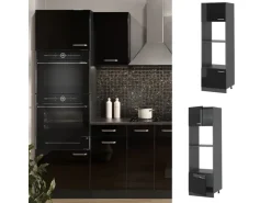 Sale Vicco Mikrowellenschrank R-Line Küchenregal für die Mikrowelle Schwarz Hochglanz/Anthrazit 60 cm Schwarz Glänzend