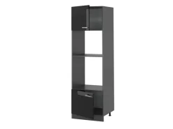Sale Vicco Mikrowellenschrank R-Line Küchenregal für die Mikrowelle Schwarz Hochglanz/Anthrazit 60 cm Schwarz Glänzend
