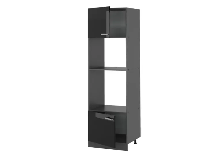 Sale Vicco Mikrowellenschrank R-Line Küchenregal für die Mikrowelle Schwarz Hochglanz/Anthrazit 60 cm Schwarz Glänzend