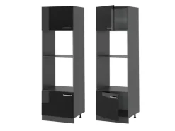 Sale Vicco Mikrowellenschrank R-Line Küchenregal für die Mikrowelle Schwarz Hochglanz/Anthrazit 60 cm Schwarz Glänzend