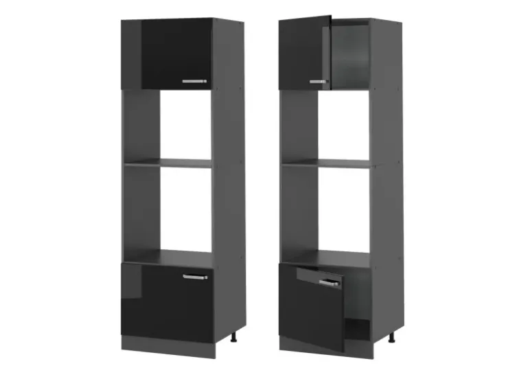 Sale Vicco Mikrowellenschrank R-Line Küchenregal für die Mikrowelle Schwarz Hochglanz/Anthrazit 60 cm Schwarz Glänzend
