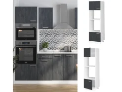 Sale Vicco Mikrowellenschrank R-Line Küchenregal für die Mikrowelle Schwarz Beton/Weiß Beton Anthrazit