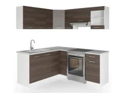Outlet Vicco Rick Eckküche Weiß/ 187 x 167 cm AP MarmorRick ohne E-Geräte Winkelküchen|Einbauküchen