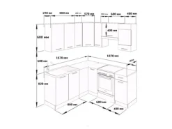 Outlet Vicco Rick Eckküche Weiß/ 187 x 167 cm AP MarmorRick ohne E-Geräte Winkelküchen|Einbauküchen