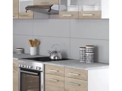 Clearance Vicco Rick Eckküche Weiß/Sonoma 267 x 167 cm AP MarmorRick ohne E-Geräte Sonoma-Weiß