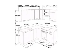 Vicco Rick Eckküche Weiß/Sonoma 187 x 167 cm AP MarmorRick ohne E-Geräte Winkelküchen|Einbauküchen