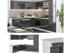 Clearance Vicco R-Line Eckküche /Weiß 227 x 287 cm ohne Arbeitsplatte ohne E-Geräte Winkelküchen