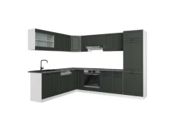Clearance Vicco R-Line Eckküche Anthrazit Landhaus/Weiß 227 x 287 cm AP Anthrazit ohne E-Geräte Anthrazit Struktur