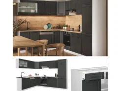 Clearance Vicco R-Line Eckküche Anthrazit Landhaus/Weiß 227 x 287 cm AP Anthrazit ohne E-Geräte Anthrazit Struktur