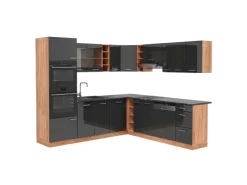 Discount Vicco R-Line Eckküche /Goldkraft Eiche 237 x 247 cm AP Anthrazit ohne E-Geräte Winkelküchen|Kücheninseln