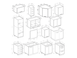 Küchenregale|Winkelküchen<Vicco R-Line Eckküche Anthrazit Landhaus/Weiß 237 x 60 cm ohne Arbeitsplatte ohne E-Geräte Anthrazit Struktur